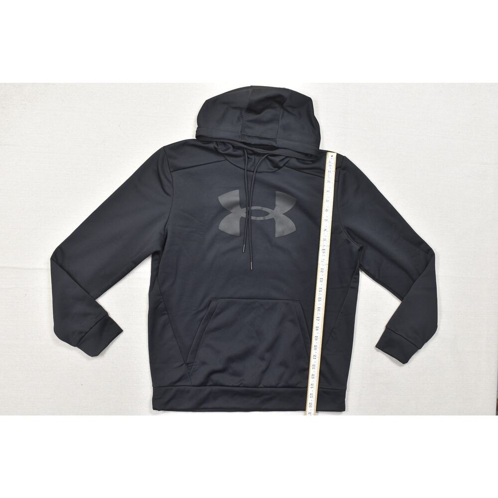 Under Armour Men's Size Medium Black Fleece Pullover Hoodie Loose Fit Logo - Picture 4 of 8